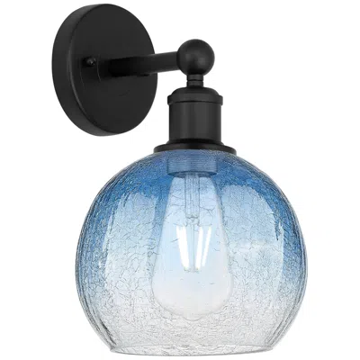 Innovations Lighting Brookhaven Globe 12" High Matte Black Sconce With Sapphire Blue Shade