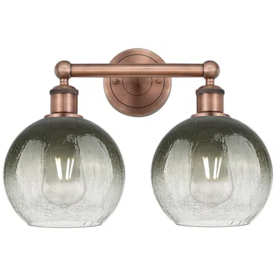 Innovations Lighting Brookhaven Globe 12"h 2-light Antique Copper Vanity Light W/ Slate Shade In Multi
