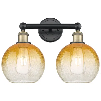Innovations Lighting Brookhaven Globe 12"h 2-light Black Brass Bath Vanity Light W/ Amber Shade