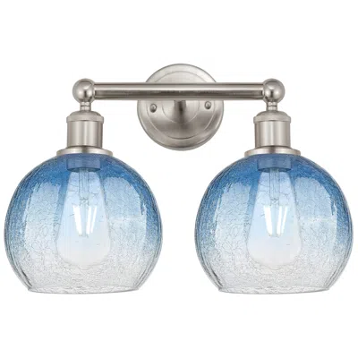 Innovations Lighting Brookhaven Globe 12"h 2-light Satin Nickel Vanity Light W/ Sapphire Shade