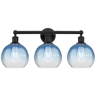 Innovations Lighting Brookhaven Globe 12"h 3-light Matte Black Vanity Light W/ Sapphire Shade