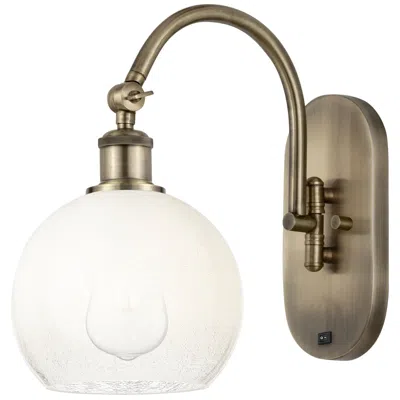 Innovations Lighting Brookhaven Globe 14" High Antique Brass Swiveling Sconce With Opal Shade