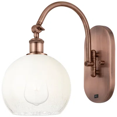 Innovations Lighting Brookhaven Globe 14" High Antique Copper Swiveling Sconce With Opal Shade