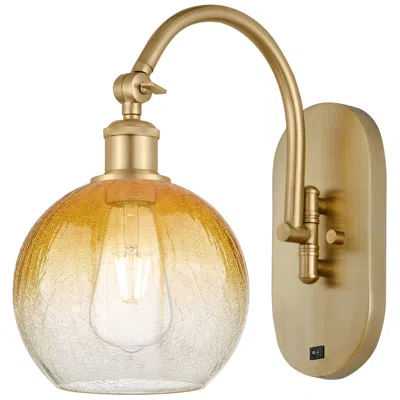 Innovations Lighting Brookhaven Globe 14" High Satin Gold Swiveling Sconce With Amber Shade