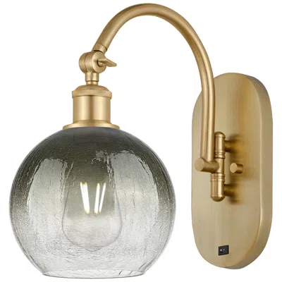 Innovations Lighting Brookhaven Globe 14" High Satin Gold Swiveling Sconce With Slate Shade