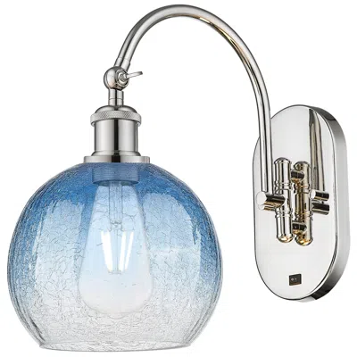 Innovations Lighting Brookhaven Globe 14"h Polished Nickel Swiveling Sconce W/ Sapphire Shade