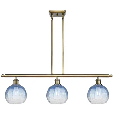 Innovations Lighting Brookhaven Globe 36"w 3-light Brass Island Light W/ Sapphire Blue Shade