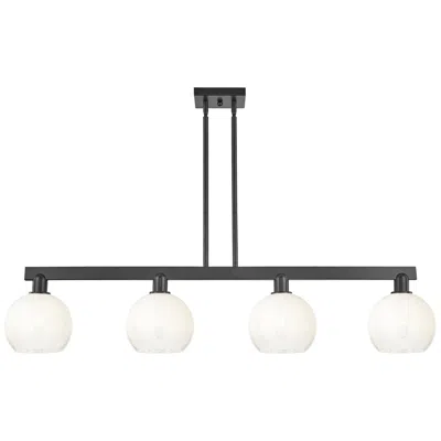Innovations Lighting Brookhaven Globe 48"w 4 Light Black Stem Island Light W/ Opal Shade