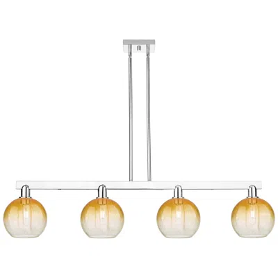 Innovations Lighting Brookhaven Globe 48"w 4 Light Chrome Stem Island Light W/ Amber Shade In White