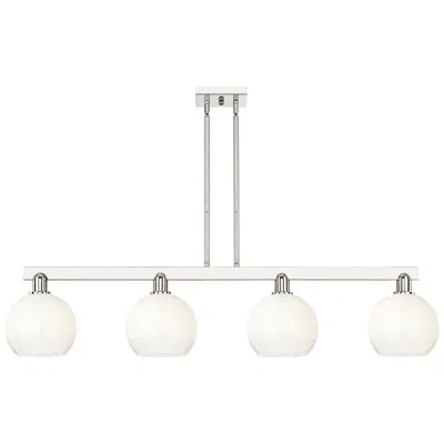 Innovations Lighting Brookhaven Globe 48"w 4 Light Nickel Stem Island Light W/ Opal Shade In White