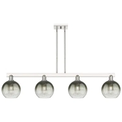 Innovations Lighting Brookhaven Globe 48"w 4 Light Nickel Stem Island Light W/ Slate Shade