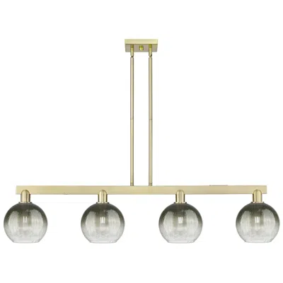 Innovations Lighting Brookhaven Globe 48"w 4-lt Antique Brass Stem Island-lt W/ Slate Shade