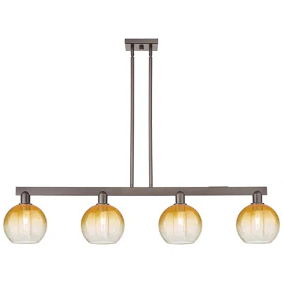 Innovations Lighting Brookhaven Globe 48"w 4-lt Oiled Bronze Stem Island-lt W/ Amber Shade In Multi