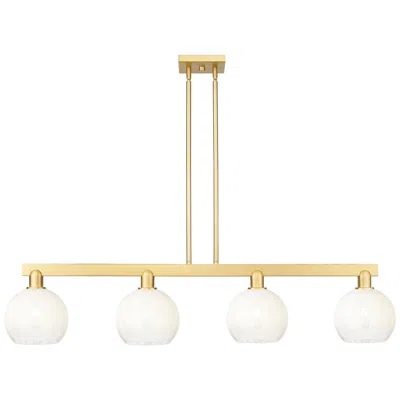 Innovations Lighting Brookhaven Globe 48"w 4-lt Satin Gold Stem Island-lt W/ Opal Shade