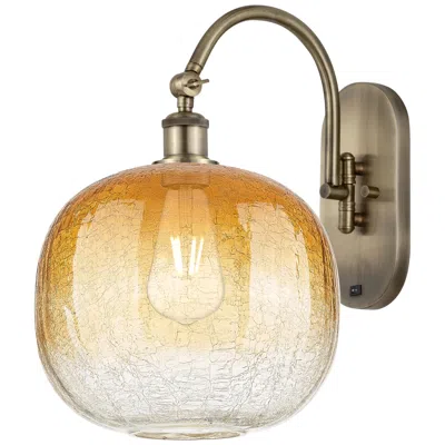 Innovations Lighting Brookhaven Sphere 16" High Antique Brass Swiveling Sconce With Amber Shade