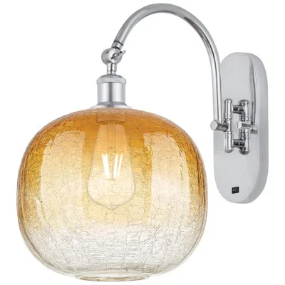Innovations Lighting Brookhaven Sphere 16" High Polished Chrome Swiveling Sconce W/ Amber Shade