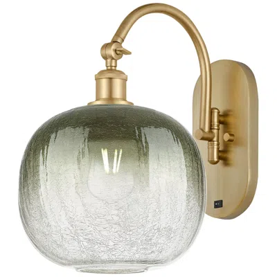Innovations Lighting Brookhaven Sphere 16" High Satin Gold Swiveling Sconce With Slate Shade