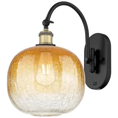 Innovations Lighting Brookhaven Sphere 16"h Black Antique Brass Swiveling Sconce W/ Amber Shade