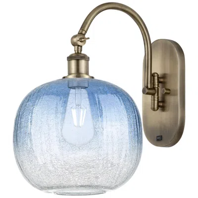 Innovations Lighting Brookhaven Sphere 16"h Brass Swiveling Sconce W/ Sapphire Blue Shade