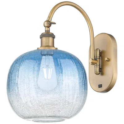 Innovations Lighting Brookhaven Sphere 16"h Brushed Brass Swiveling Sconce W/ Sapphire Shade In Blue