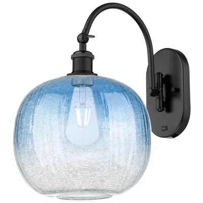Innovations Lighting Brookhaven Sphere 16"h Matte Black Swiveling Sconce W/ Sapphire Blue Shade