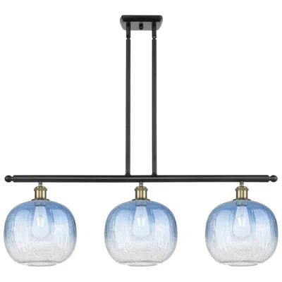 Innovations Lighting Brookhaven Sphere 37"w 3-light Black Brass Island Light W/ Sapphire Shade