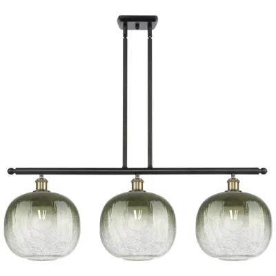Innovations Lighting Brookhaven Sphere 37"w 3-light Black Brass Island Light W/ Slate Shade