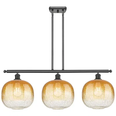 Innovations Lighting Brookhaven Sphere 37"w 3-light Bronze Island Light W/ Amber Shade