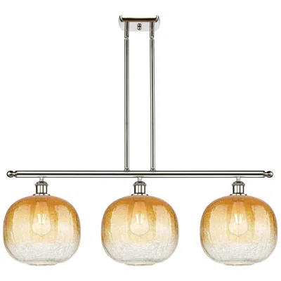 Innovations Lighting Brookhaven Sphere 37"w 3-light Polished Nickel Island Light W/ Amber Shade