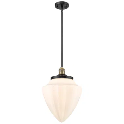Innovations Lighting Bullet 12" Black Antique Brass Mini Pendant W/ Matte White Shade