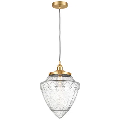 Innovations Lighting Bullet 12" Satin Gold Mini Pendant W/ Seedy Shade