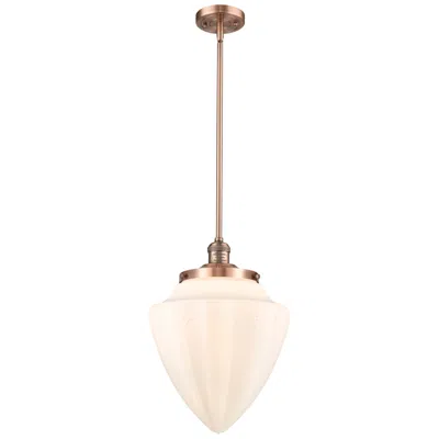 Innovations Lighting Bullet 12" Wide Antique Copper Mini Pendant With Matte White Shade