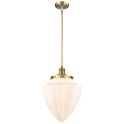 Innovations Lighting Bullet 12" Wide Brushed Brass Mini Pendant With Matte White Shade