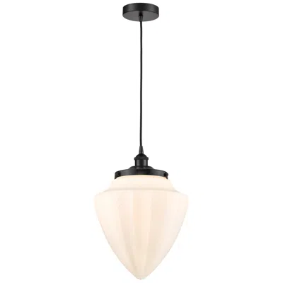 Innovations Lighting Bullet 12" Wide Matte Black Mini Pendant With White Glass