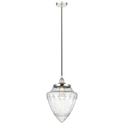 Innovations Lighting Bullet 12" Wide Polished Nickel Corded Mini Pendant W/ Seedy Shade