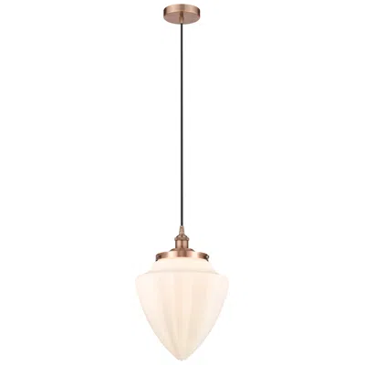 Innovations Lighting Bullet 12"w Antique Copper Corded Mini Pendant W/ Matte White Shade