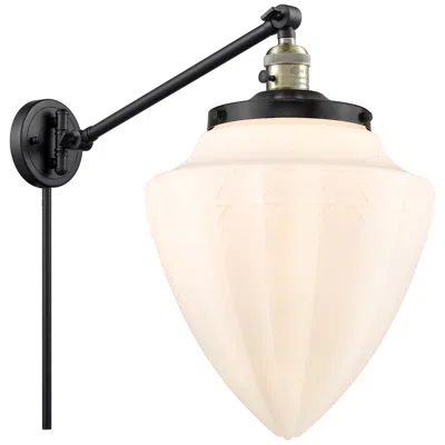 Innovations Lighting Bullet 17.75" High Black Brass Swing Arm W/ Matte White Shade
