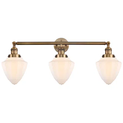 Innovations Lighting Bullet 34" 3-light Brushed Brass Bath Light W/ Matte White Shade