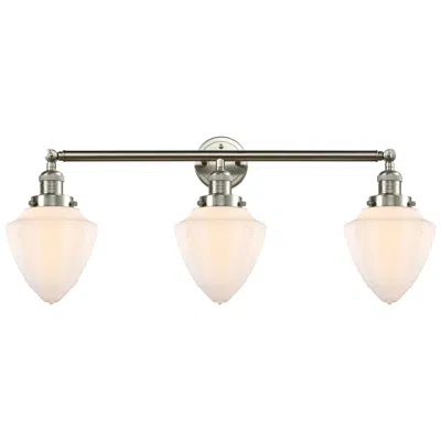 Innovations Lighting Bullet 34" 3-light Brushed Satin Nickel Bath Light W/ Matte White Shad In Pink
