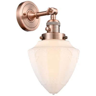 Innovations Lighting Bullet 7" Antique Copper Sconce W/ Matte White Shade