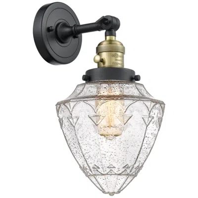Innovations Lighting Bullet 7" Black Antique Brass Sconce W/ Seedy Shade