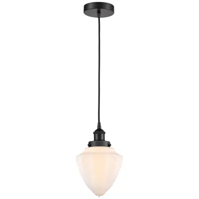 Innovations Lighting Bullet 7" Matte Black Cord Hung Mini Pendant W/ Matte White Shade