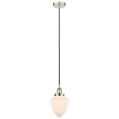 Innovations Lighting Bullet 7"w Polished Nickel Corded Mini Pendant W/ Matte White Shade