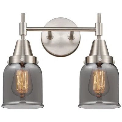 Innovations Lighting Caden 14" Wide 2 Light Satin Nickel Bath Vanity Light W/ Plated Smoke