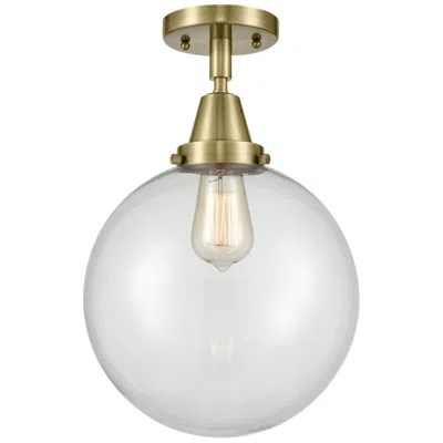 Innovations Lighting Caden Beacon 10" Led Flush Mount - Antique Brass - Clear Shade