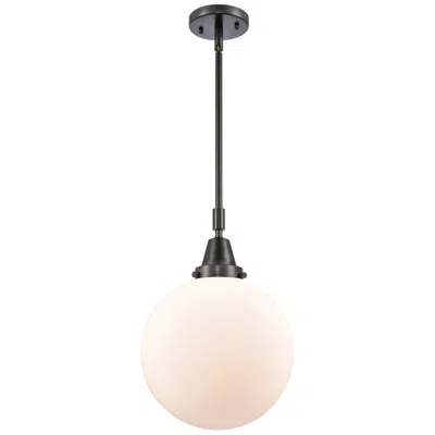 Innovations Lighting Caden Beacon 10" Wide Matte Black Stem Hung Mini Pendant W/ White Shad