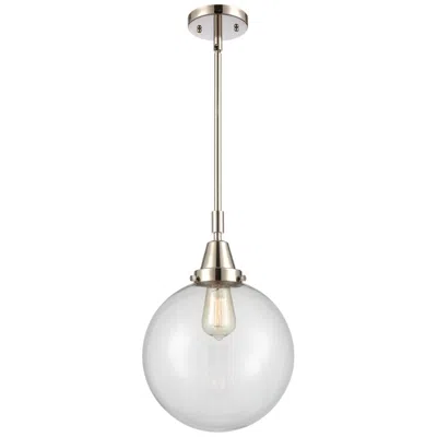 Innovations Lighting Caden Beacon 10" Wide Polished Nickel Stem Hung Mini Pendant W/ Clear