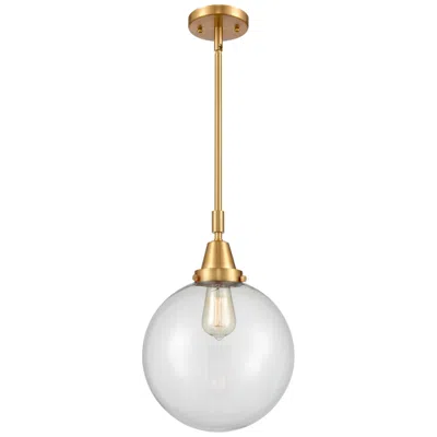 Innovations Lighting Caden Beacon 10" Wide Satin Gold Stem Hung Mini Pendant W/ Clear Shade