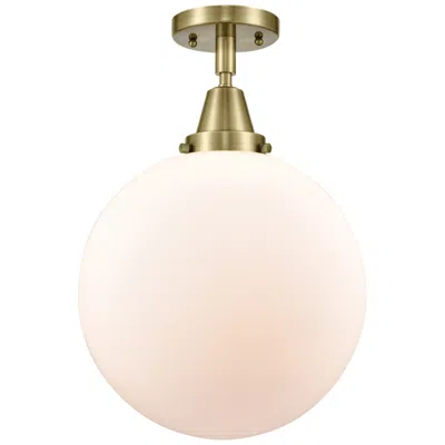 Innovations Lighting Caden Beacon 12" Led Flush Mount - Antique Brass - Matte White Shade