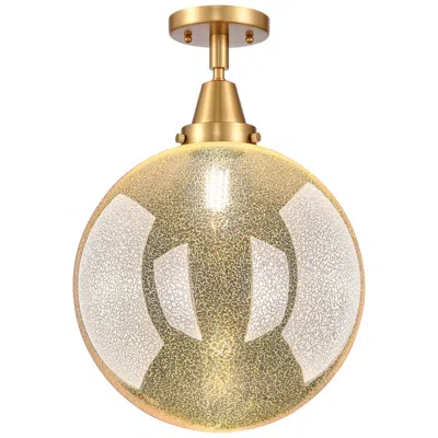 Innovations Lighting Caden Beacon 12" Wide Satin Gold Flush Mount With Mercury Shade